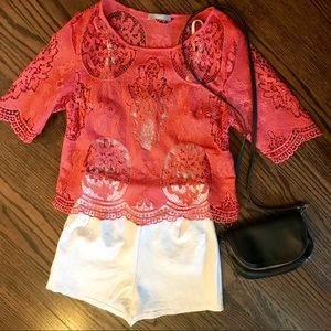 Tart collections coral Louisa lace eyelet blouse